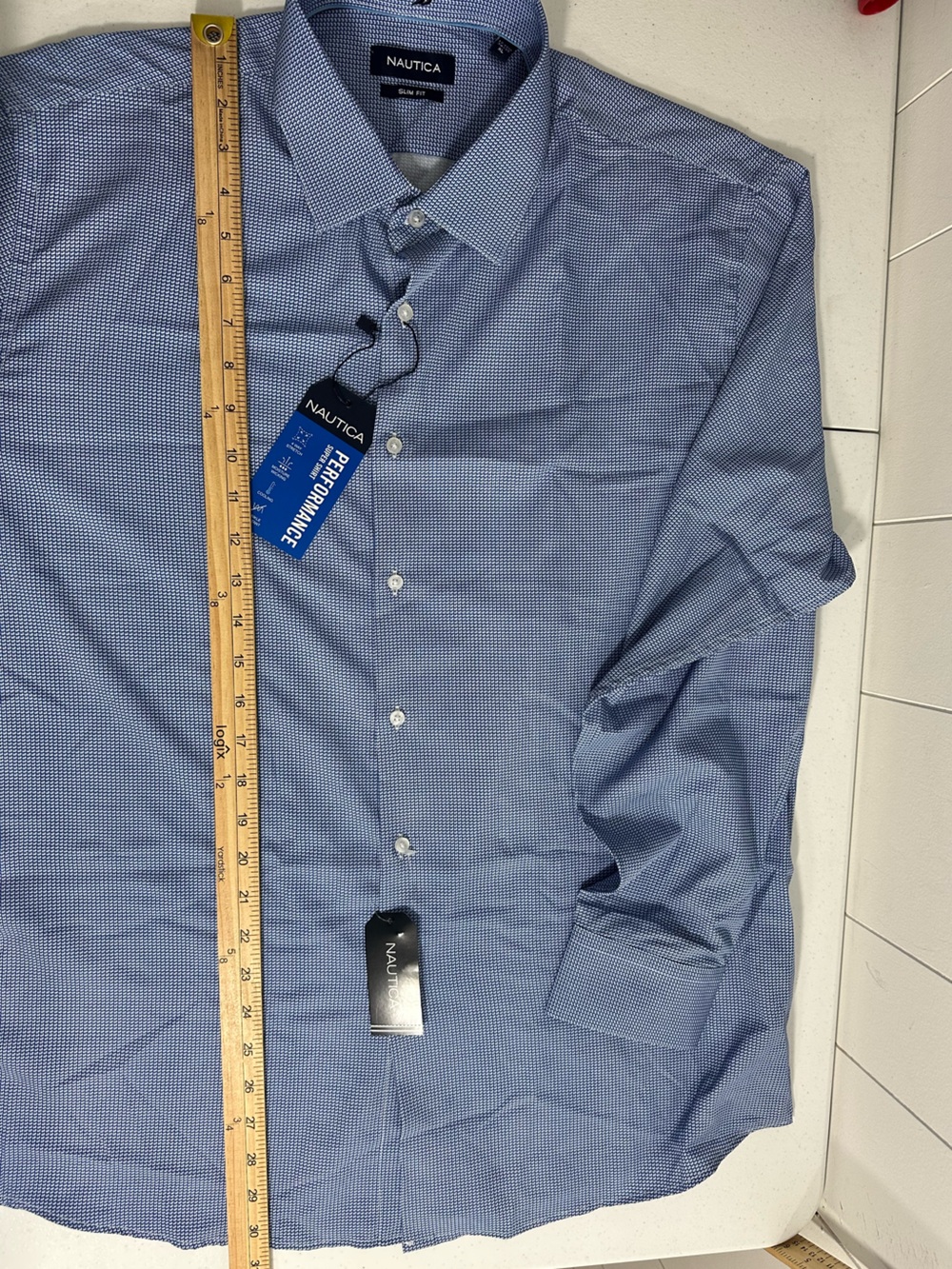 NWT Nautica Sz XL Performance Super Shirt Micro Blue Check Button Down Mens - Picture 13 of 13